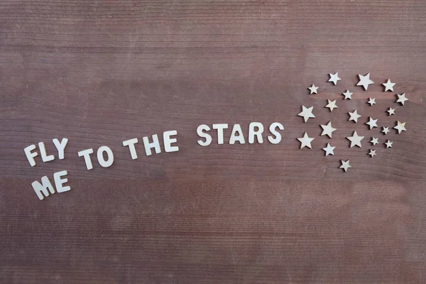 Voe Para Estrelas Mensagem Criativa Composta Com Letras Madeira Feitas — Fotografia de Stock