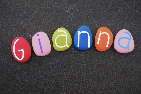 Gianna Female Given Name Composed Multi Colored Stone Letters Black — ストック写真