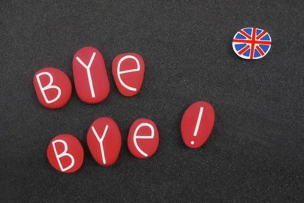 Bye Bye England Brexit Conceptual Art Work Colored Stones Black — Stock Photo, Image