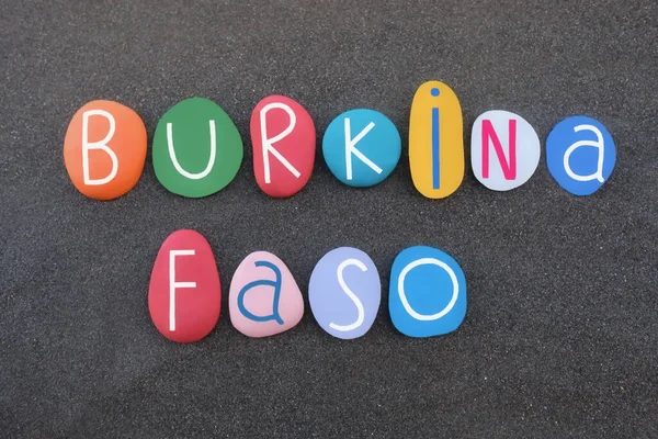 Burkina Faso Republik Burkina Faso Souvenir Mit Farbigen Steinbuchstaben Über — Stockfoto