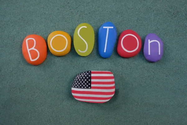 Boston Huvudstad Massachusetts Usa Souvenir Med Kreativ Sammansättning Handgjorda Färgade — Stockfoto