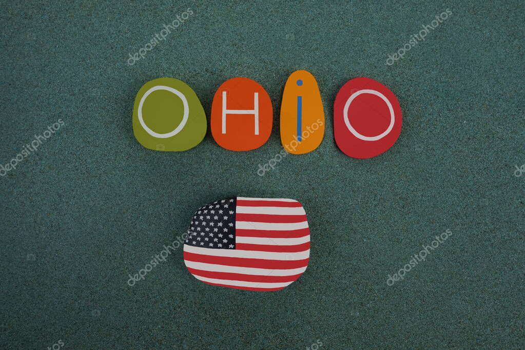 Ohio, Unite States of America, souvenir with a creative composition of multi colored stones
