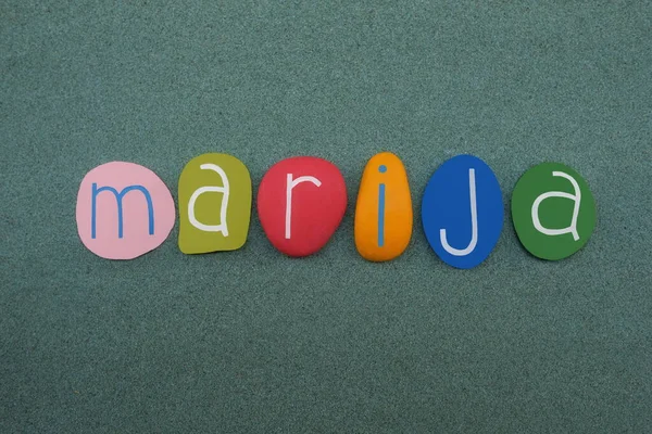 Marija Weiblicher Vorname Bestehend Aus Mehrfarbigen Steinbuchstaben — Stockfoto