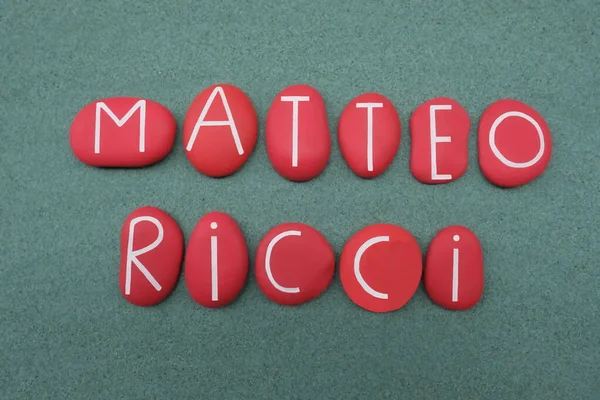 Father Matteo Ricci Jesuit Celebrated Red Colored Stone Letters Green — Stock Photo, Image