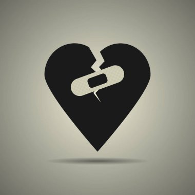 Broken heart icon with patch clipart
