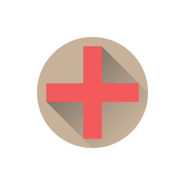 Kırmızı artı simgesini düz stil