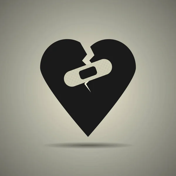 Ikona złamanego serca z patchem — Wektor stockowy