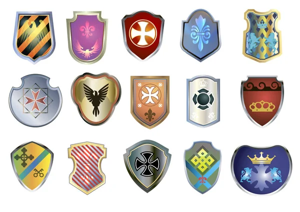 Heraldic shields set — Stock Vector