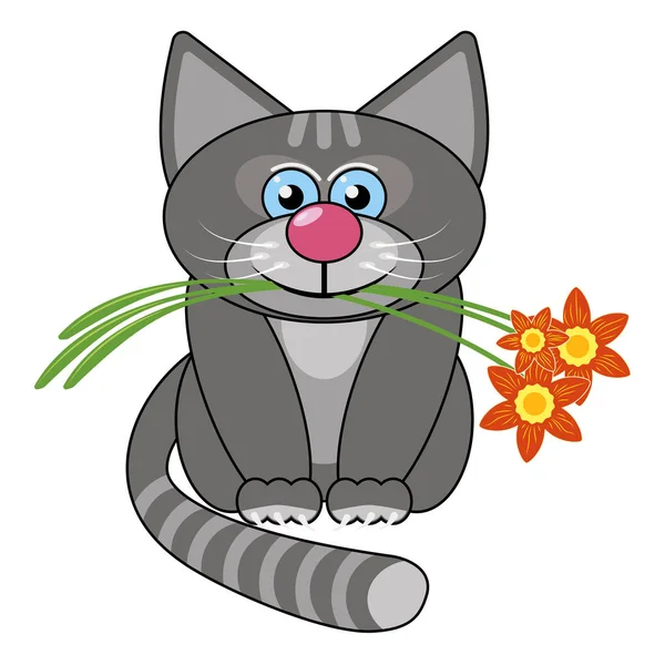 çiçek ile kedi.