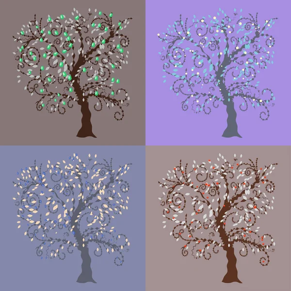 Trees Design Set. — Stock Vector