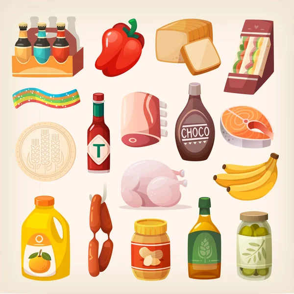 Iconos de productos alimenticios — Archivo Imágenes Vectoriales