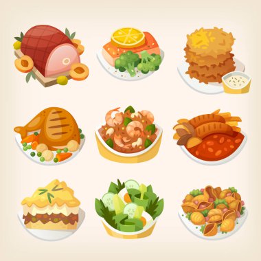 Family dinner meals clipart