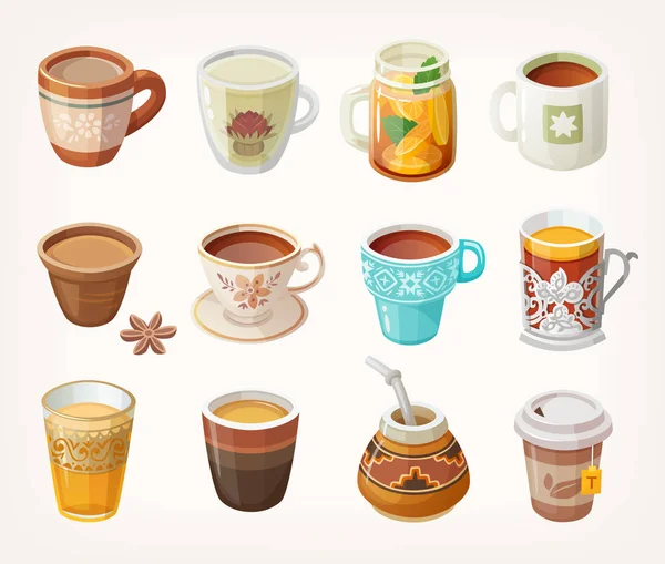 Cups with tea — Stock Vector