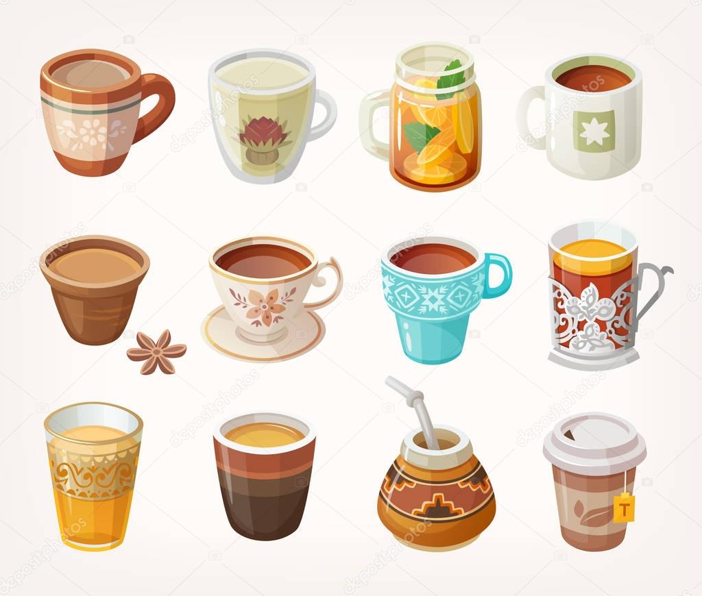 Cups with tea