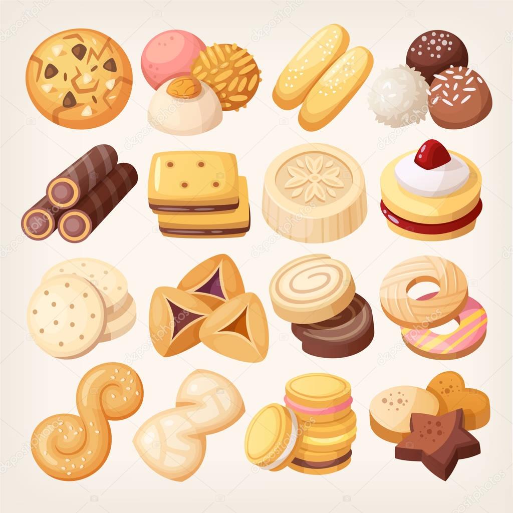 Cookies and biscuits icons set. 