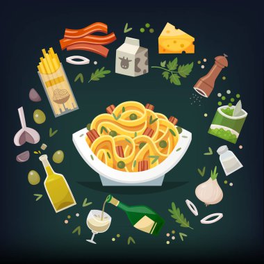 Pastırma ve bezelye ile Fettuccine.
