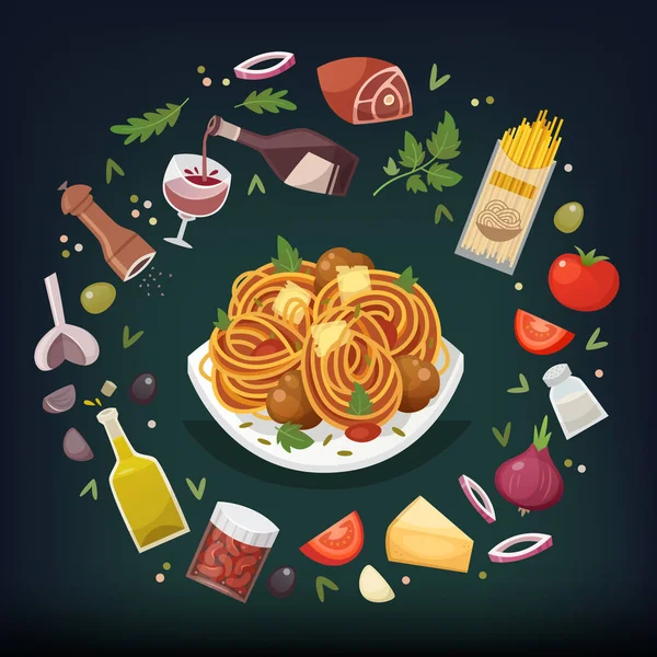 Pasta bolognese dish. Royalty Free Stock Vectors