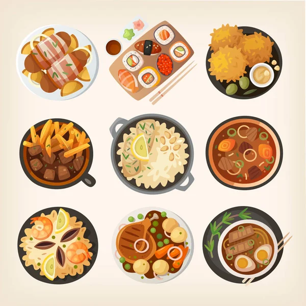 World dinners from top 2 — Stock Vector