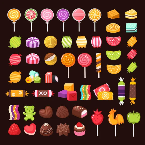 Dulces y caramelos coloridos — Vector de stock