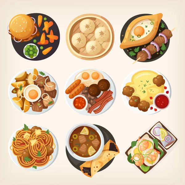 World dinners from top — Stock Illustration World dinners from top Stock Vector
