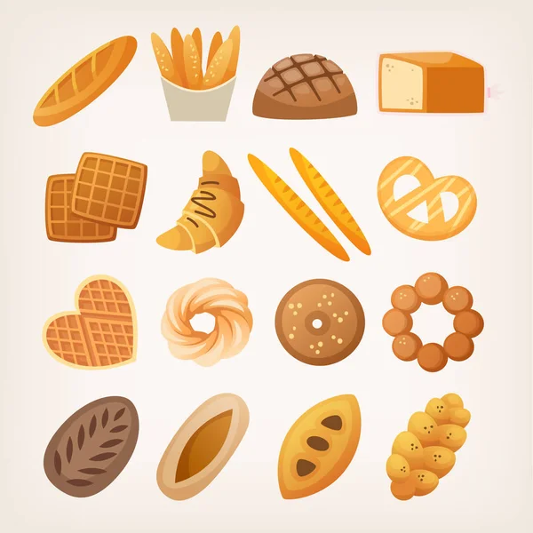 Хлеб и булочки на завтрак — стоковый вектор