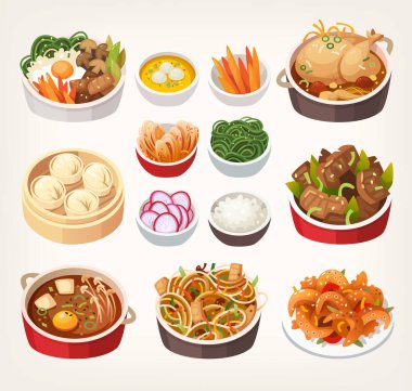 Korean food dishes. clipart