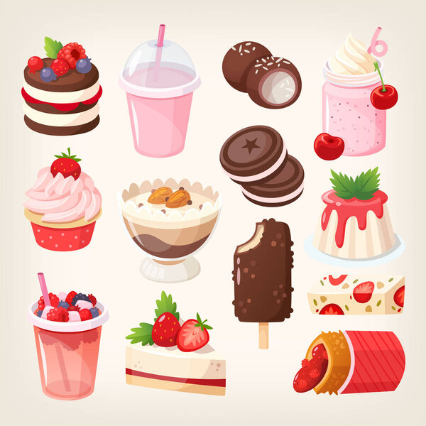 Strawberry and chocolate desserts