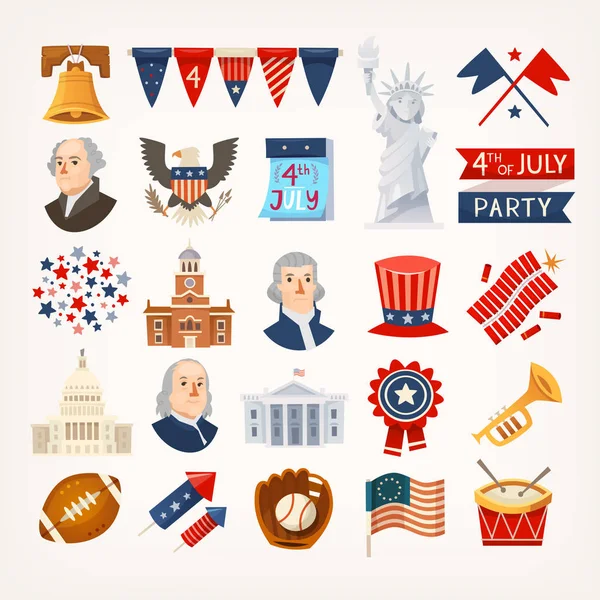 USA Dzień Niepodległości ikony — Wektor stockowy
