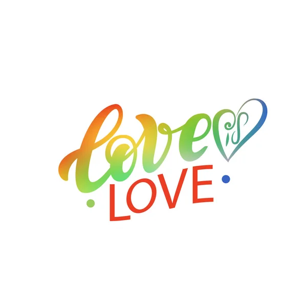 Gay Hand Lettering Lgbt Regenboog Zin Liefde Liefde — Stockvector