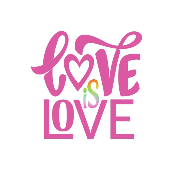 Gay Hand Lettering Lgbt Regenboog Zin Liefde Liefde — Stockvector