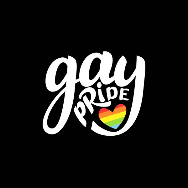 Gay Hand Lettering Lgbt Regenboog Gay Trots — Stockvector
