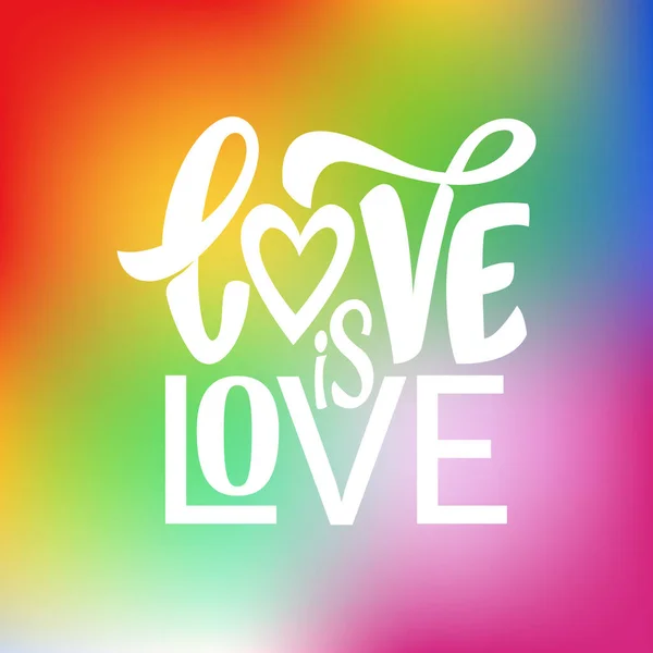 Gay Hand Lettering Lgbt Rainbow Phrase Love Love — Stock Vector