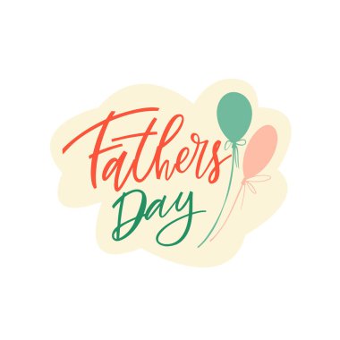 Babalar Günün kutlu olsun. Grafik elementlerle el çizimi kaligrafi vektör çizimi. Beyaz arkaplanda balonlu renkli harfler