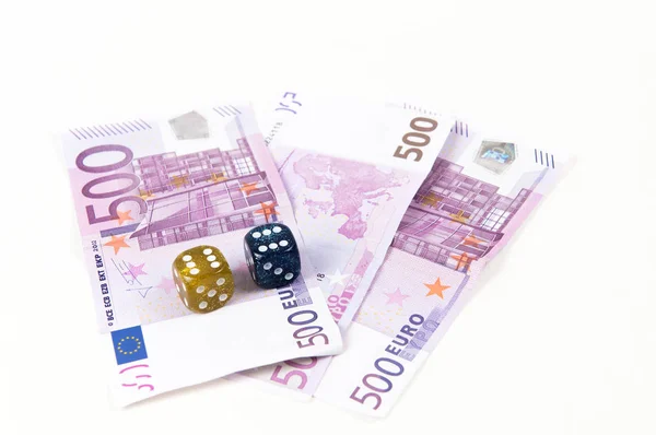 Euro notes and dice — Stock Photo, Image