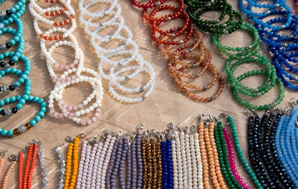 Handmade bracelets and neck chains for selling — Stock Photo, Image