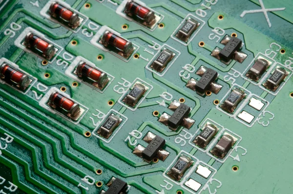 Detalhes eletrônicos da placa de circuito de computador — Fotografia de Stock