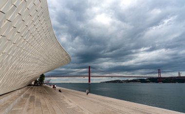 The modern  MAAT building with futuristic architecture in Lisbon