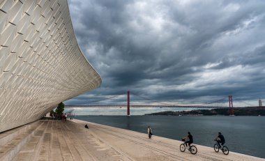 The modern  MAAT building with futuristic architecture in Lisbon