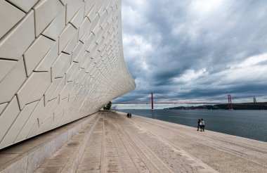 The modern  MAAT museum building in Lisbon, Portugal.