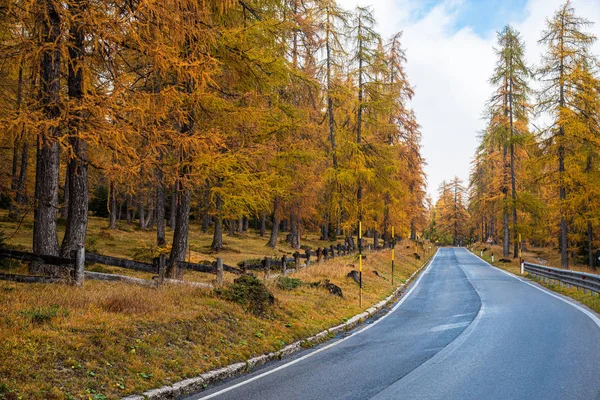 Route rurale vide dans les montagnes alpines italiennes pendant l'automne — Photo