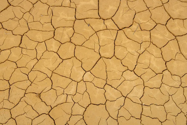 Yellow Cracked Ground Dry Land Cloudy Sky Global Warming Concept — Stock Photo, Image