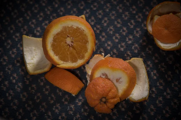 Rebanada Fruta Sana Sobras Naranja Cítrica — Foto de Stock