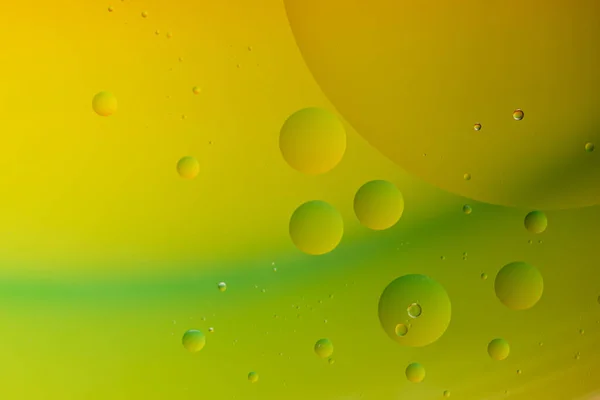 Bright Abstract Green Yellow Background Flying Bubbles Copy Space — Stock Photo, Image