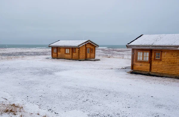 Chalet Vacanze Legno Inverno Nella Penisola Snaefellsnes Islanda — Foto Stock