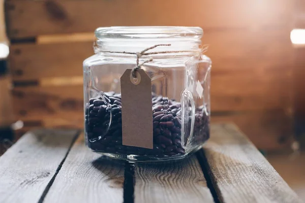 Raw red kidney beans in glass jar — Stock Photo, Image