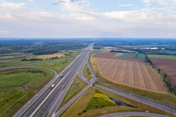 Vista aérea en el cruce de la autopista — Foto de Stock