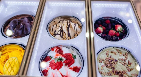 Delicious ice cream on display — Stock Photo, Image