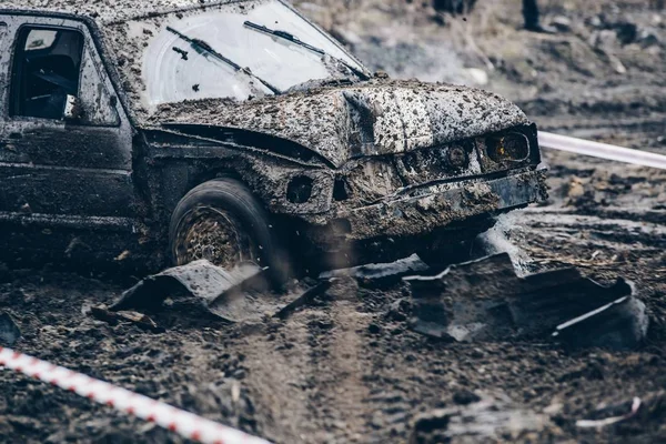 Épave voiture saleté course — Photo