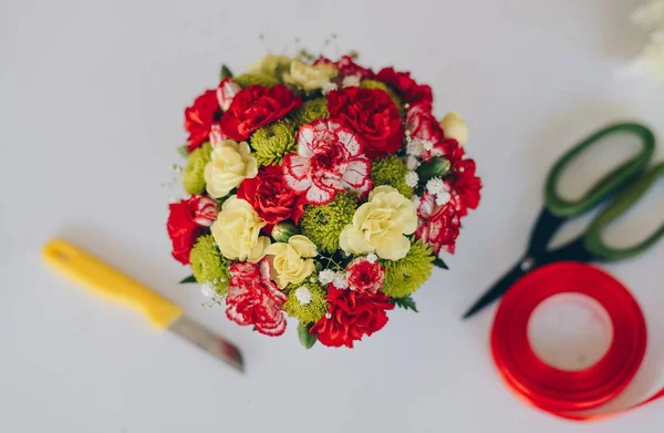 Beautiful bouquet of colorful carnation — Stock Photo, Image