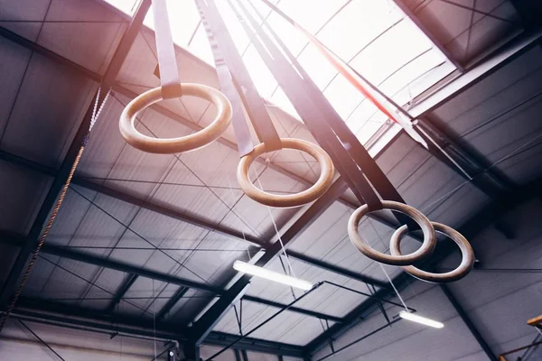 Wooden gymnastic rings — Stock Photo, Image